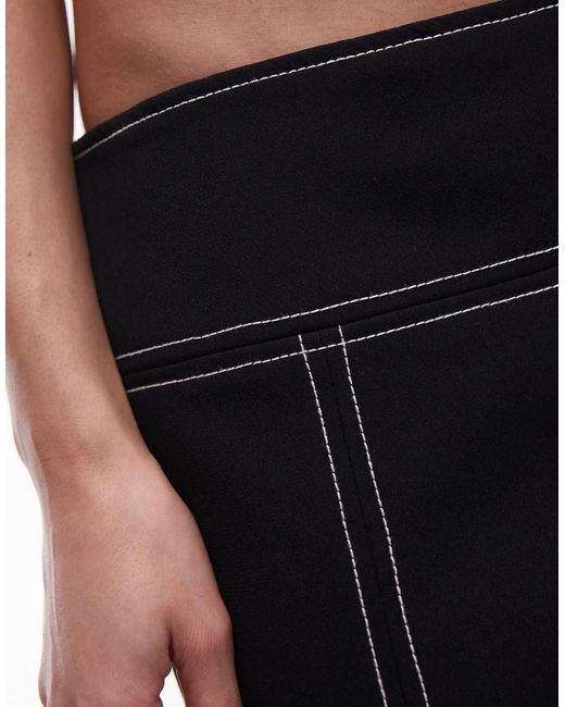 TOPSHOP White Micro Mini Skirt With Top Stitching