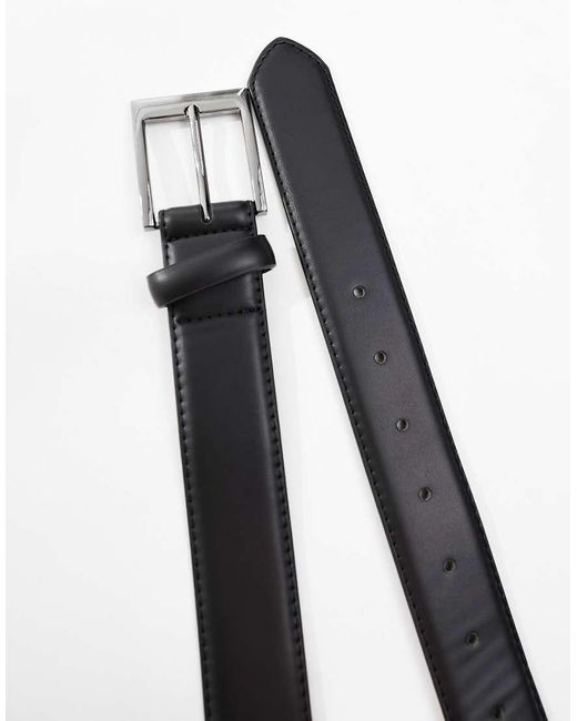New Look Gray Faux Leather Smart Belt for men