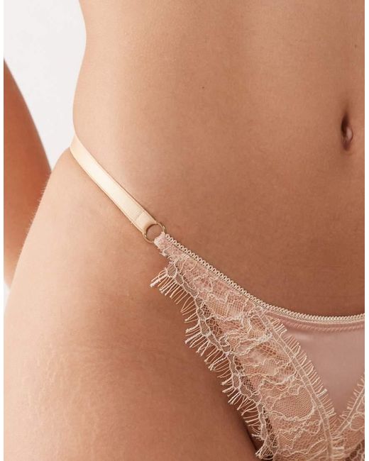 Noblesse Oblige Brown Luna Satin Lace Thong