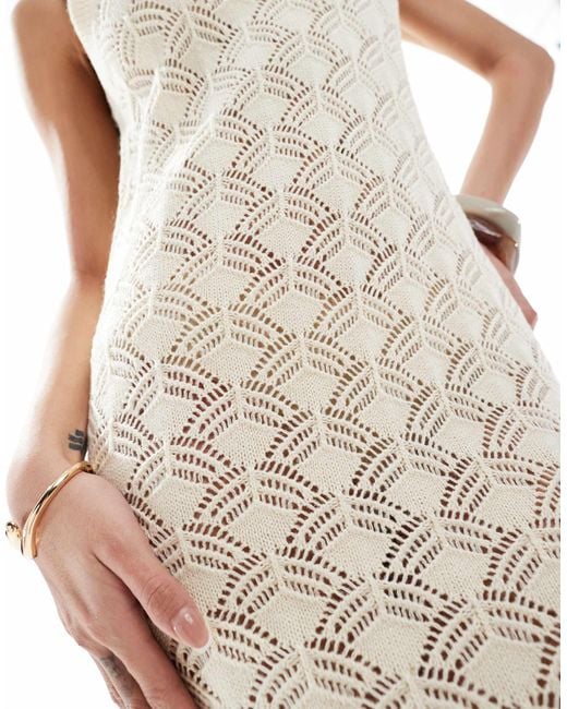Vero Moda White – midikleid aus häkelstrick