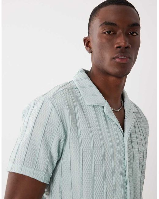 Brave Soul White Short Sleeve Shirt With Camp Collar for men