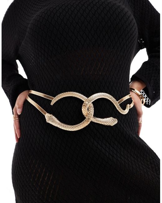 ASOS Black Asos Design Curve Snake Stretch Chain Waist And Hip Belt