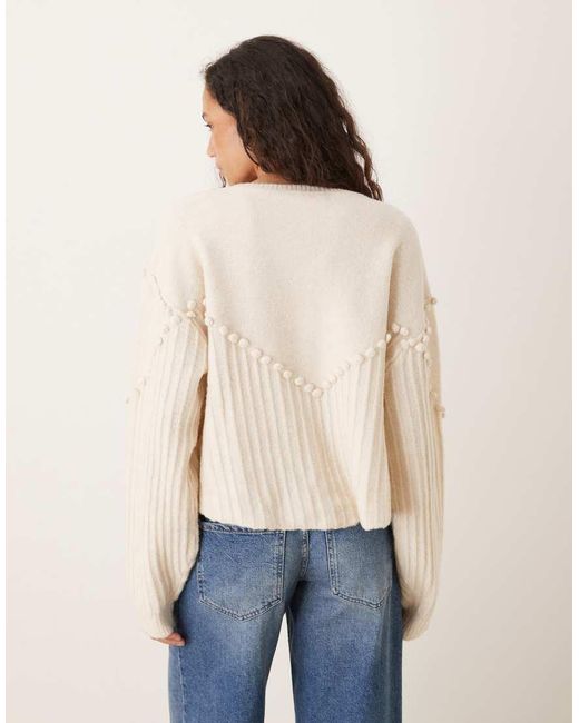 Vrg Grl Blue Textured Cream Cardigan