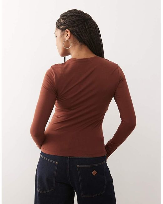 Weekday Red Slim Fit Long Sleeve T-Shirt