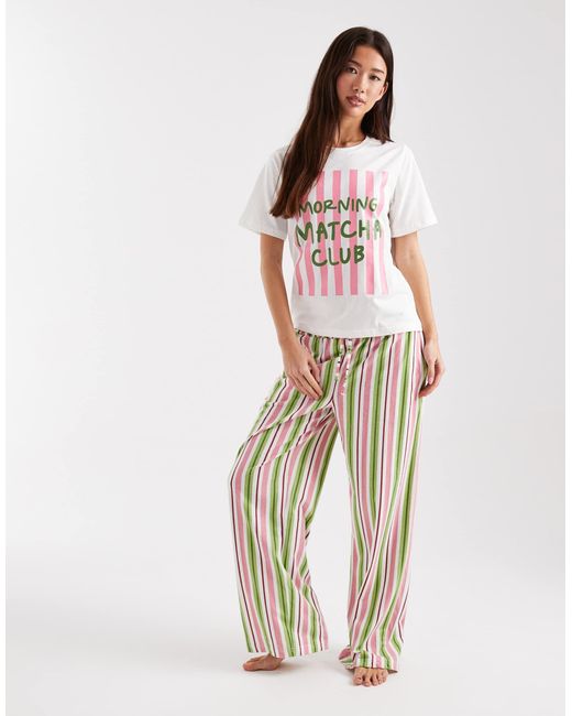 Threadbare Pink – gestreifter pyjama-set