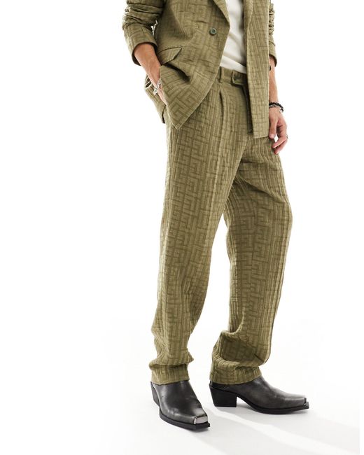 Viggo Green Malacia Checked Suit Trousers for men