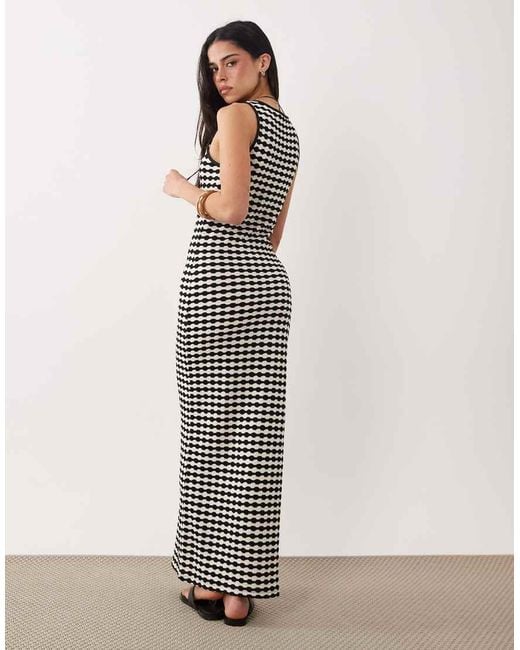 ASOS Multicolor Crochet Jersey Sleeveless Midi Dress With Keyhole Detail