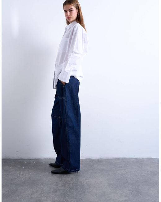 TOPSHOP White Carpenter Barrel Jean