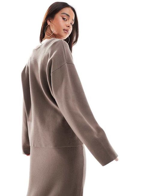 Object Brown Structured V Neck Jumper Co-Ord
