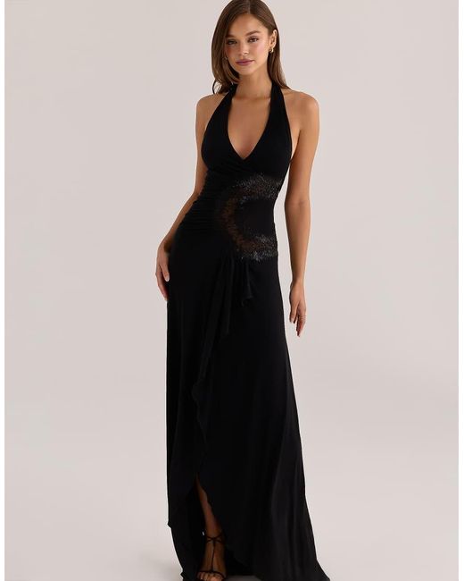 House Of Cb Black Natalina Custom Hand Beaded & Embellished Maxi Dress