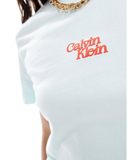 Calvin Klein White Central Script Logo T-shirt