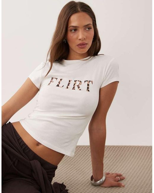 ASOS Natural Baby Tee With Flirt Slogan