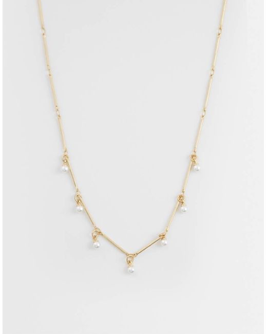 ASOS White Short Necklace With Faux-pearl Drops
