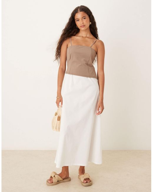 ASOS Natural Cami Maxi Dress With Poplin Skirt