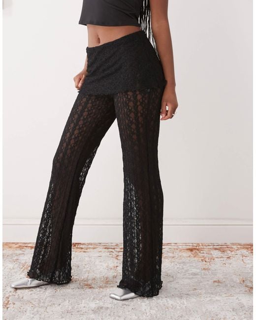 Noisy May Black Lace Skirt Over Trousers