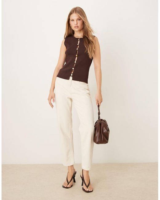 Mango Brown Knitted Vest With Statement Buttons
