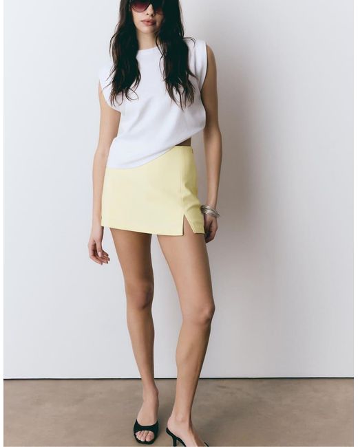 Stradivarius Yellow Skort With Side Slit