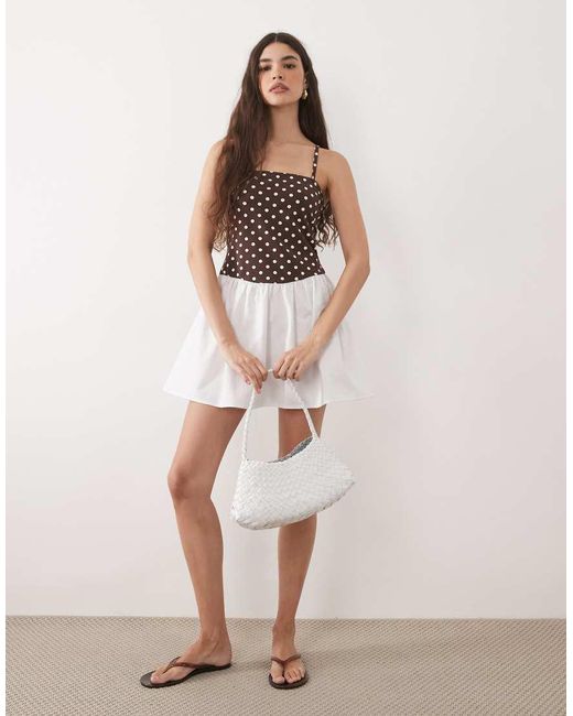 ASOS Natural Cami Square Neck With Dropped Waist Mini Dress