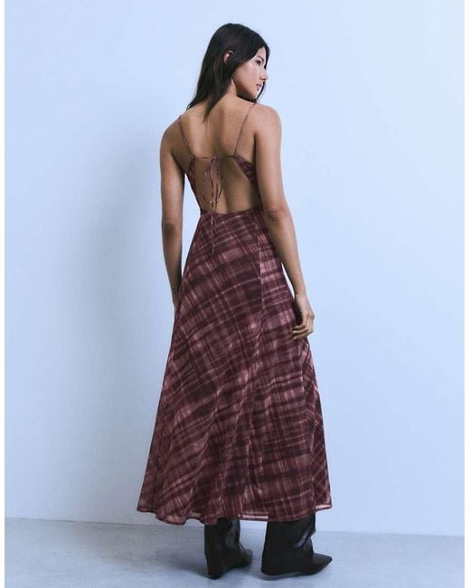 Bershka Blue Long Tulle Strappy Dress