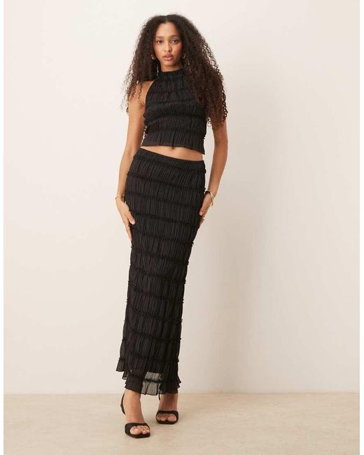 Gina Tricot Brown Co-ord Shirred Halterneck Top