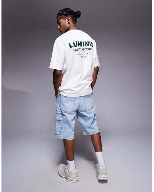 River Island White Oversized T-Shirt With Luminis Back Print for men