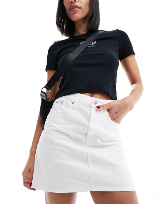 Calvin Klein Black High Rise Denim Mini Skirt