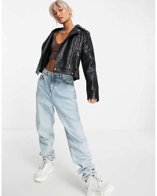 Noisy May Black Faux Leather Look Biker Jacket