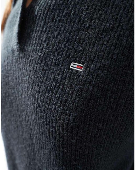 Jersey Con Cuello Tipo Polo Y Detalles Tipo Purpurina De Tommy Hilfiger de color Black