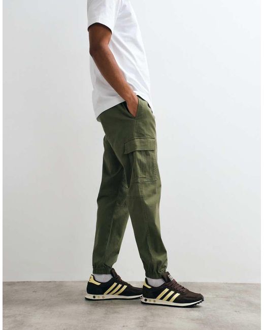 Jack & Jones Green Cuffed Slim Cargo Trousers for men
