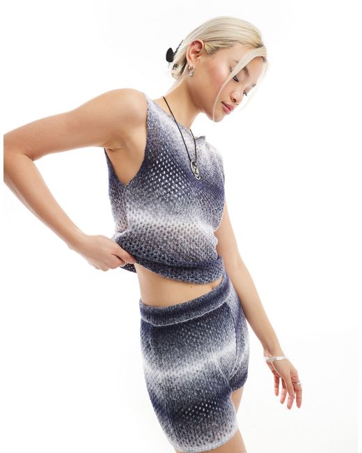 Collusion Gray Ombre Knitted Slash Neck Singlet