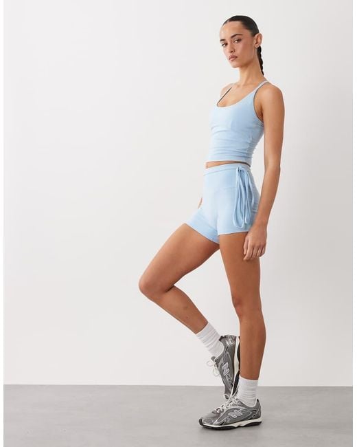 4505 Blue Scoop Neck Vest With Inner Bra And Adjustable Straps