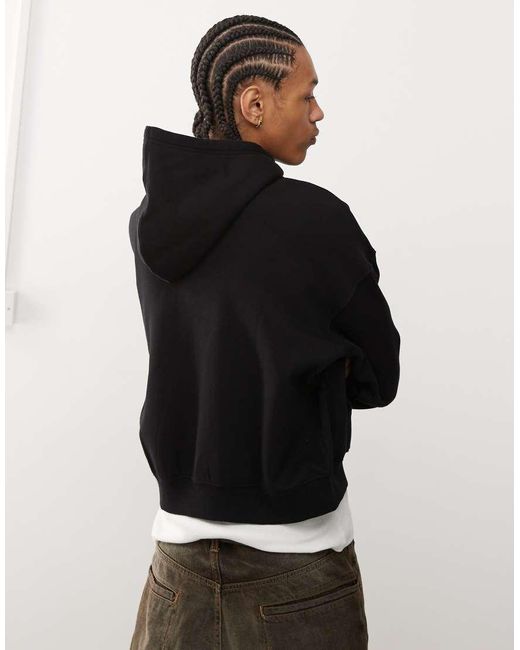 Sudadera Negra Extragrande Con Capucha, Cremallera Y Bordado Gráfico De Espinas De Weekday de hombre de color Black