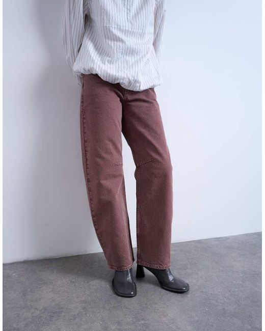 TOPSHOP Barrel Jeans Met Halfhoge Taille in het White