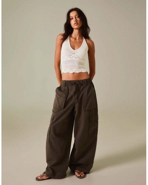 Bershka Brown Rustic Knit Halter Top