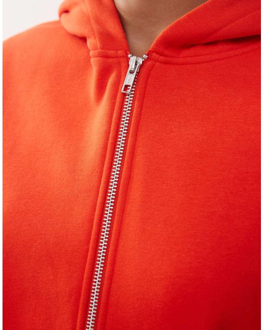 Collusion Red Unisex Zip Through Hoodie