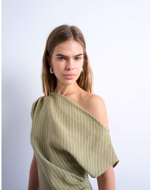 TOPSHOP Brown Cinched Waist Grown On Neck Mini Dress