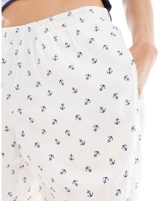 Hollister Blue – weite pyjama-hose mit niedrigem bund und ankermuster