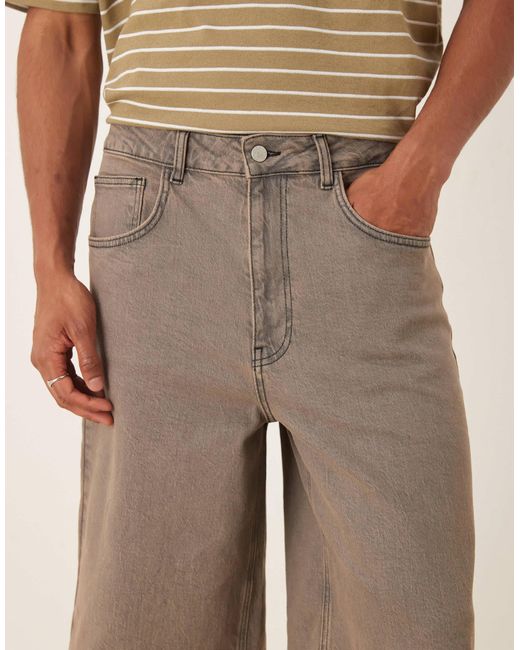 ASOS Natural Longer Length Denim Jorts for men
