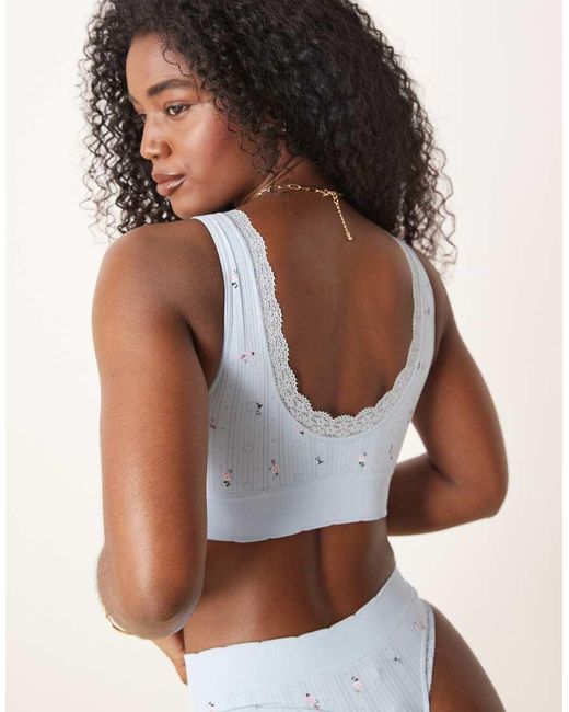 Boux Avenue Brown Printed Pointelle Bralette