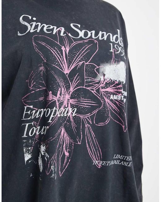ASOS Blue Asos Design Curve Long Sleeve T-shirt With Siren Sounds Graphic