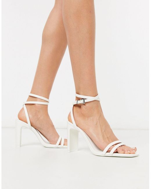 Bershka White Strappy Heel With Ankle Strap
