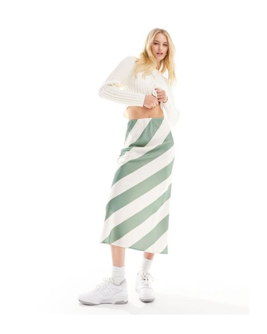 ASOS White Asos Design Tall Satin Bias Midi Skirt