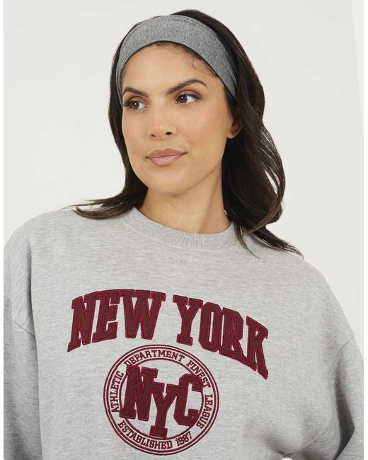 Brave Soul Gray Crew Neck Embroidered Sweatshirt