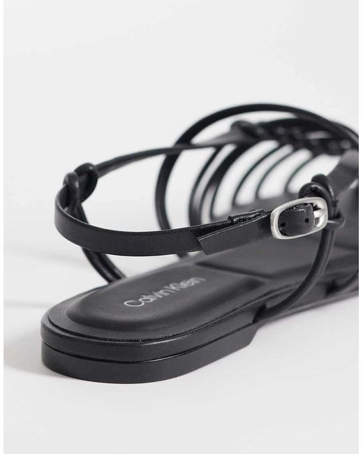 Calvin Klein White Jeans Strappy Leather Ballerina Flats