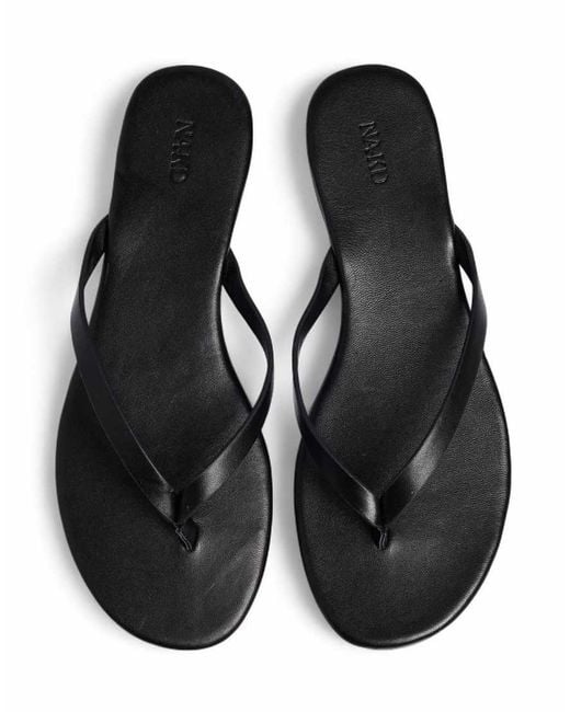 NA-KD White Leather Flip Flops