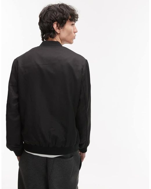 Topman Black Lightweight Bomber Jacket for men