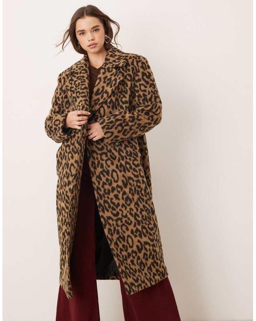 Miss Selfridge Brown Brushed Oversized Maxi Coat