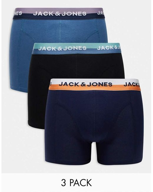 Jack & Jones Blue 3 Pack Trunks for men