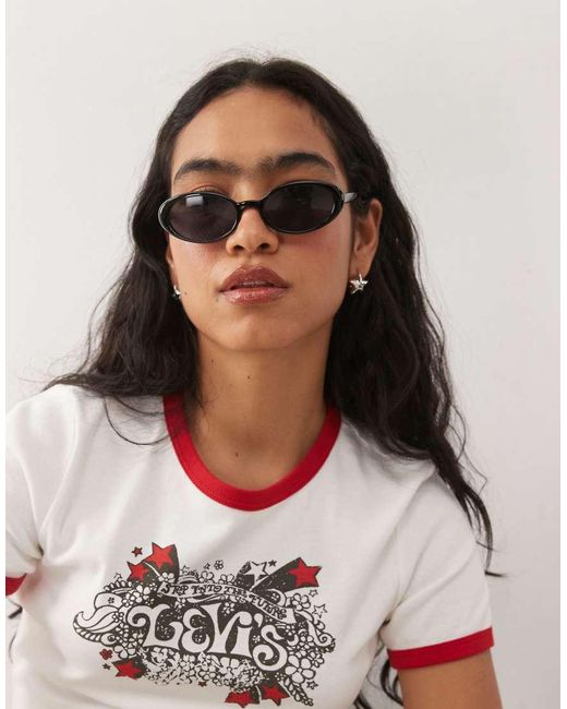 Reclaimed Vintage Black 90S Oval Sunglasses