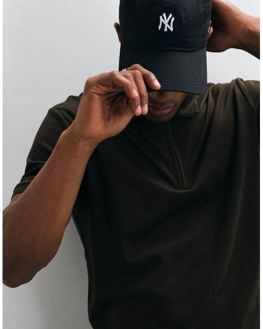 SELECTED Black Half Zip Polo for men